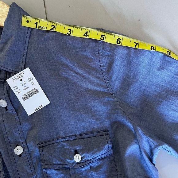 J Crew Shirt Womens Sz S Blue 100% Cotton Chambray Button Up Roll Tab Sleeve - Picture 12 of 16